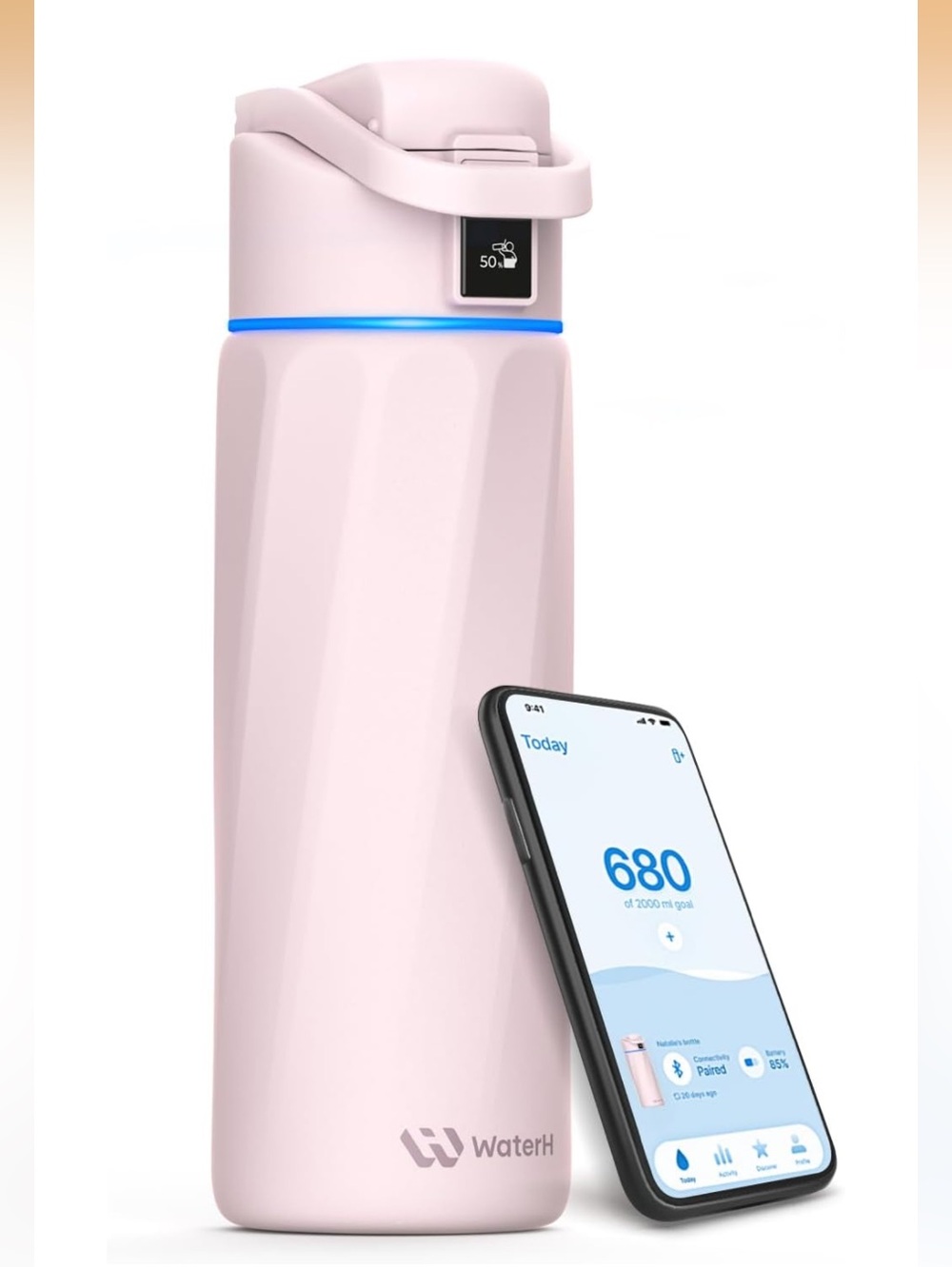 WaterH BOOST Smart Water Bottle Tracker with Reminder to Drink Water, 24oz